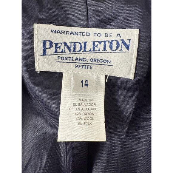Pendelton Petite Size 14 Silk Wool Blend Career Notched Blazer Jacket Gray Lined - Picture 6 of 8